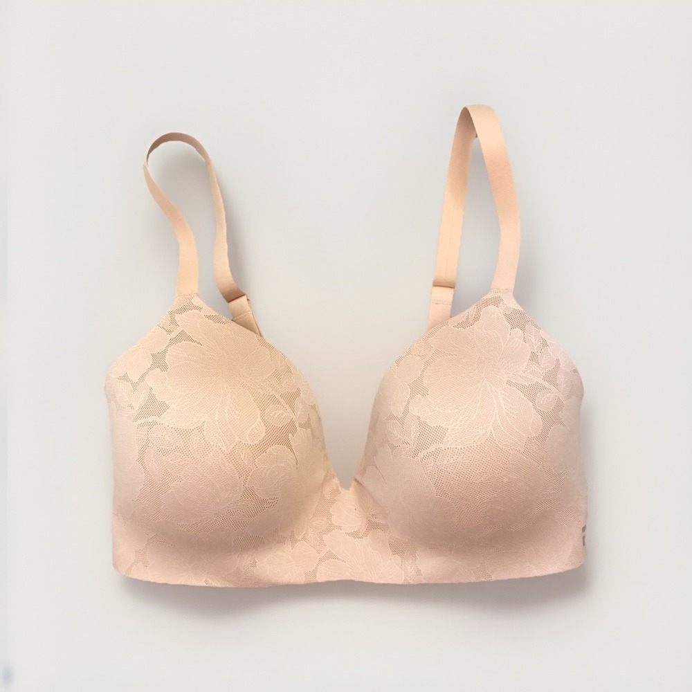 Tommy John Second Skin Lightly Lined Wireless Lace Nude Beige Bra 34DD